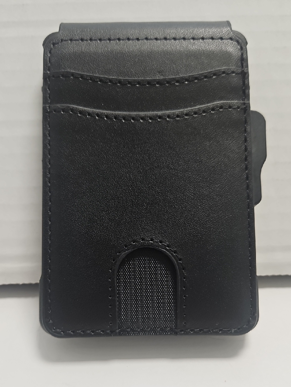 Slim Black Leather Wallet Card Holder